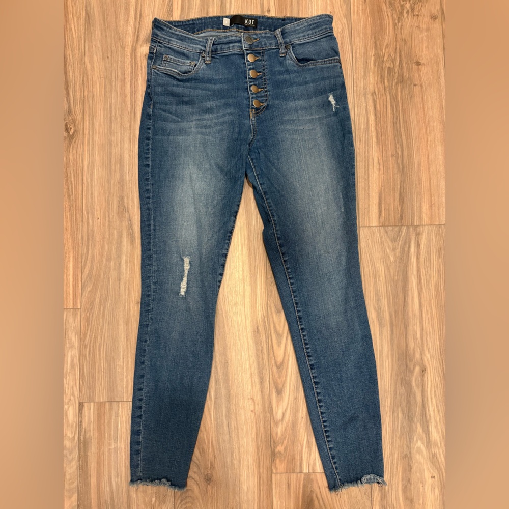 Kut From The Kloth Women's Jeans Button Fly Skinny, Distressed, NWOT